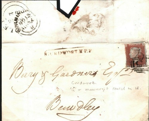 GB 1d Cover 1844 MANUSCRIPT CANCEL *Curdworth Penny Post* RARE Birmingham 496e - Picture 3 of 9