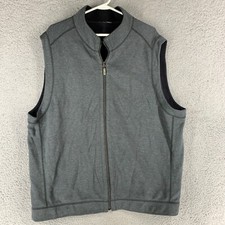 Tommy Bahama Vest Mens XL Gray Full Zip Embroidered Marlin Mock Neck Sleeveless