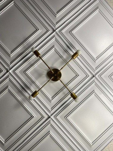 Modern 4 Bulb Mid Century Semi Flush Light Finest quality brass chandelier - Picture 5 of 5