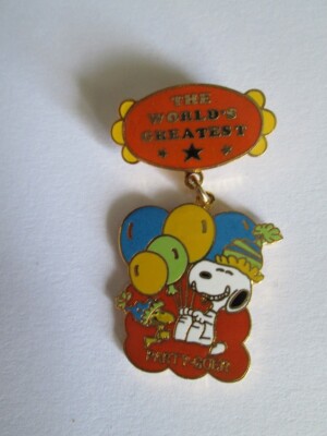 SNOOPY AVIVA AWARD PIN WORLD'S GREATEST PARTY GOER, NEW!