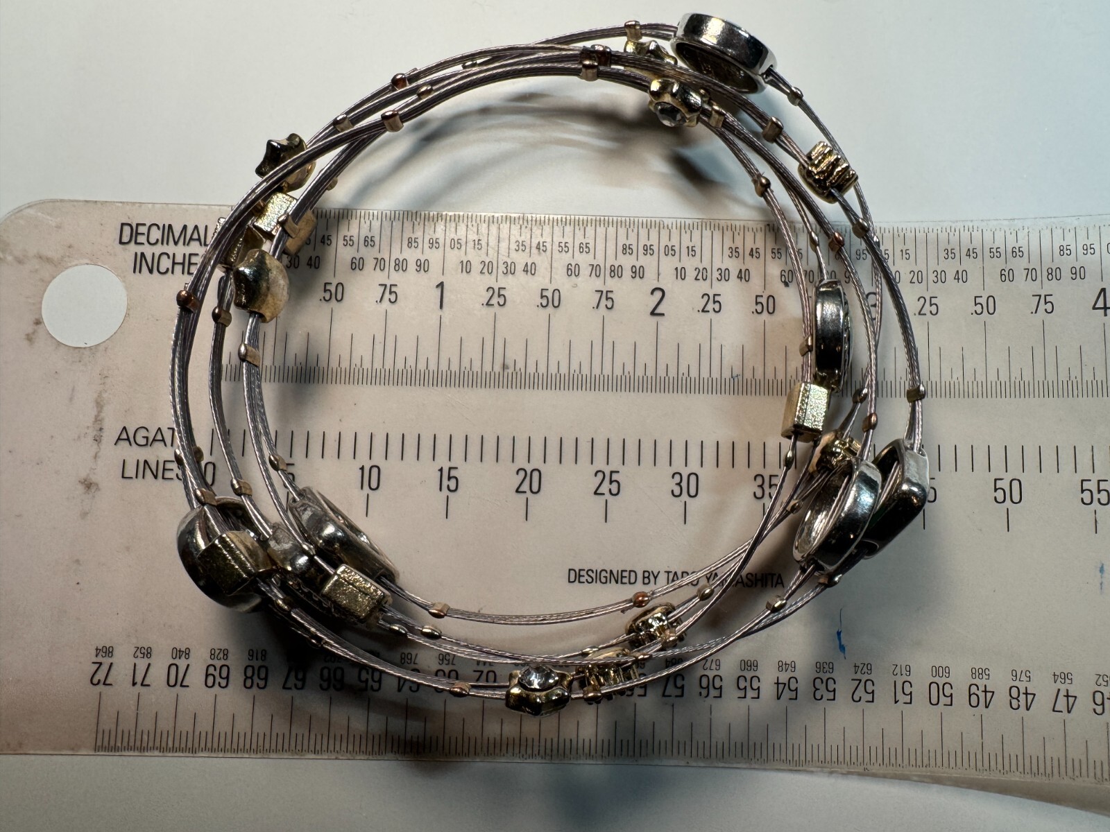 5 Stackable Wire Bracelets Rhinestone Turquoise E… - image 4