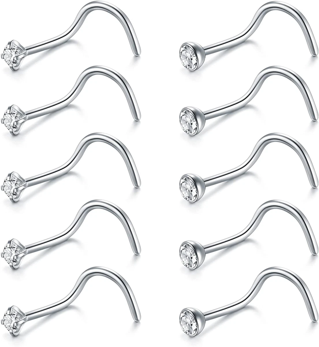 Nose Studs Nose Rings for Women 18G 20G Corkscrew Nose Ring