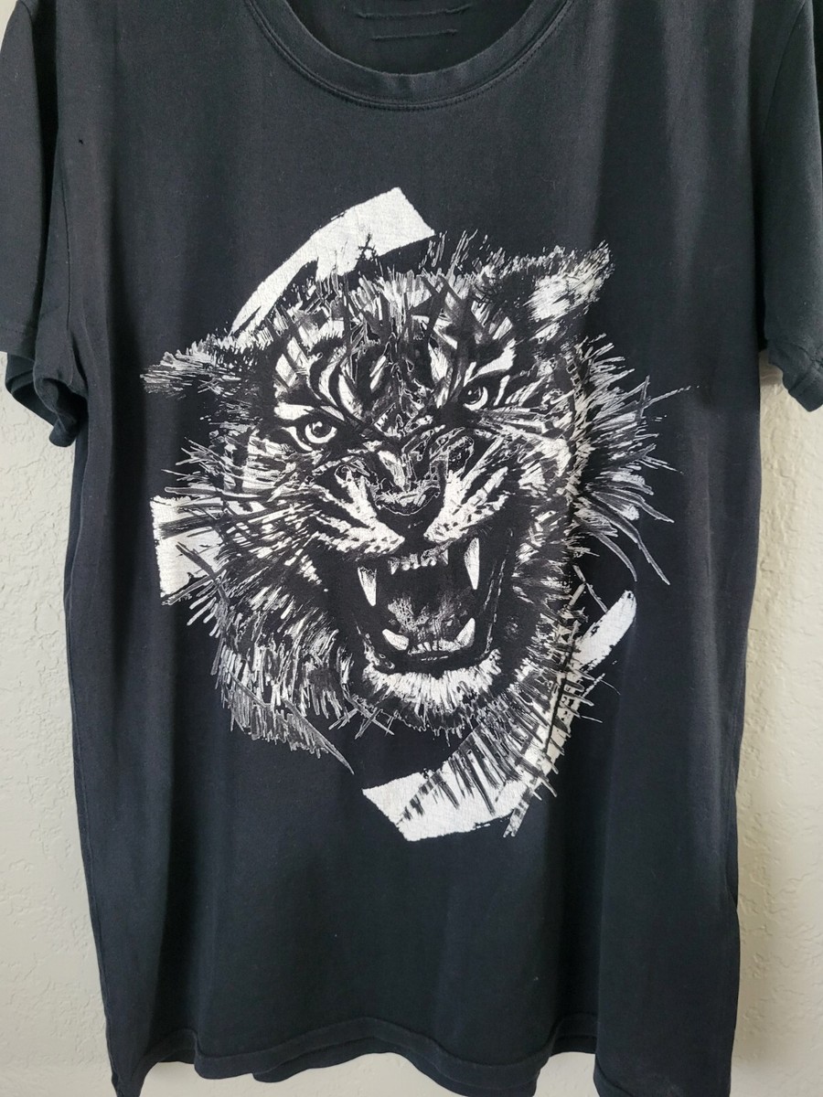 Balmain Tiger Printed Black Cotton T-Shirt Sz S | eBay