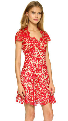 Marchesa Notte Red Floral Lace Dress SZ 6 $795 *230 | eBay