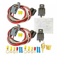 Dual Electric Cooling Fan Wiring Relay Kit 185 On 175 Off Thermostat 12v 40 Amp Dual Electric Cooling Fan Wiring Relay Kit 185 On 175 Off Thermostat 12v 40 Amp