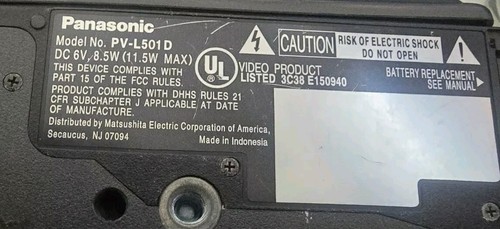 Panasonic PV-L501D Palmsight Palmcorder VHS-C 150x Zoom Camcorder DELUXE - Picture 2 of 6