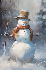 SNOWMAN CHRISTMAS WINTER STRETCHED CANVAS PRINT WALL ART READY TO HANG CA16