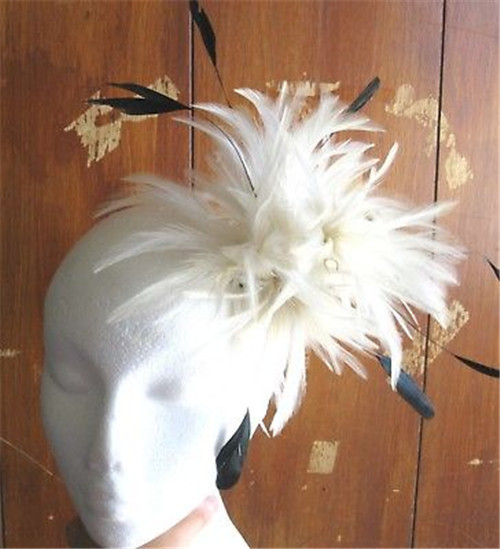 Купить white black feather fascinator 