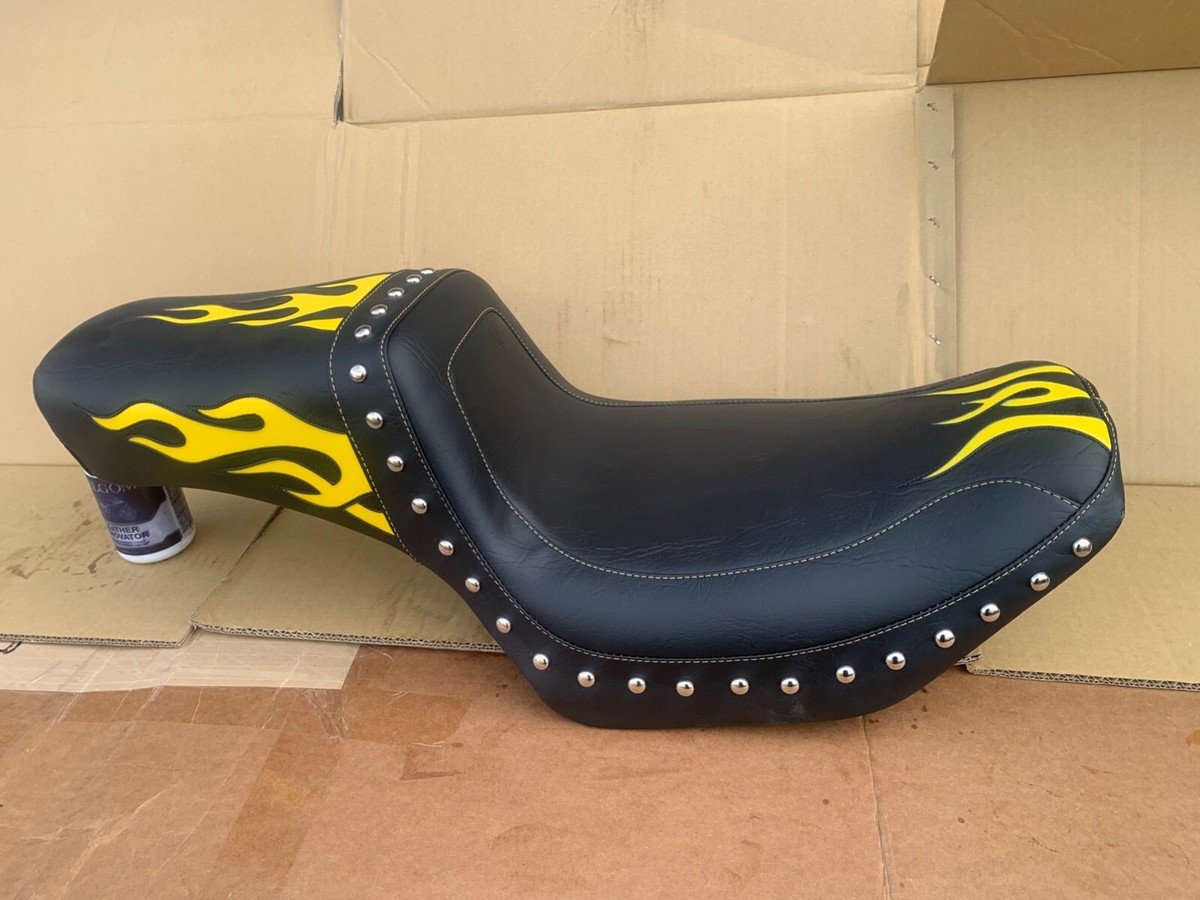 Mustang seat Harley-Davidson FXR yellow flames Squareback Rare