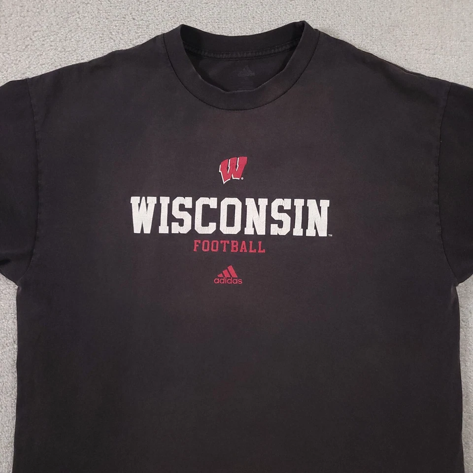 Vtg Adidas Wisconsin Badgers Football T-Shirt Mens XL Double Sided Graphic NCAA - Image 3 of 4