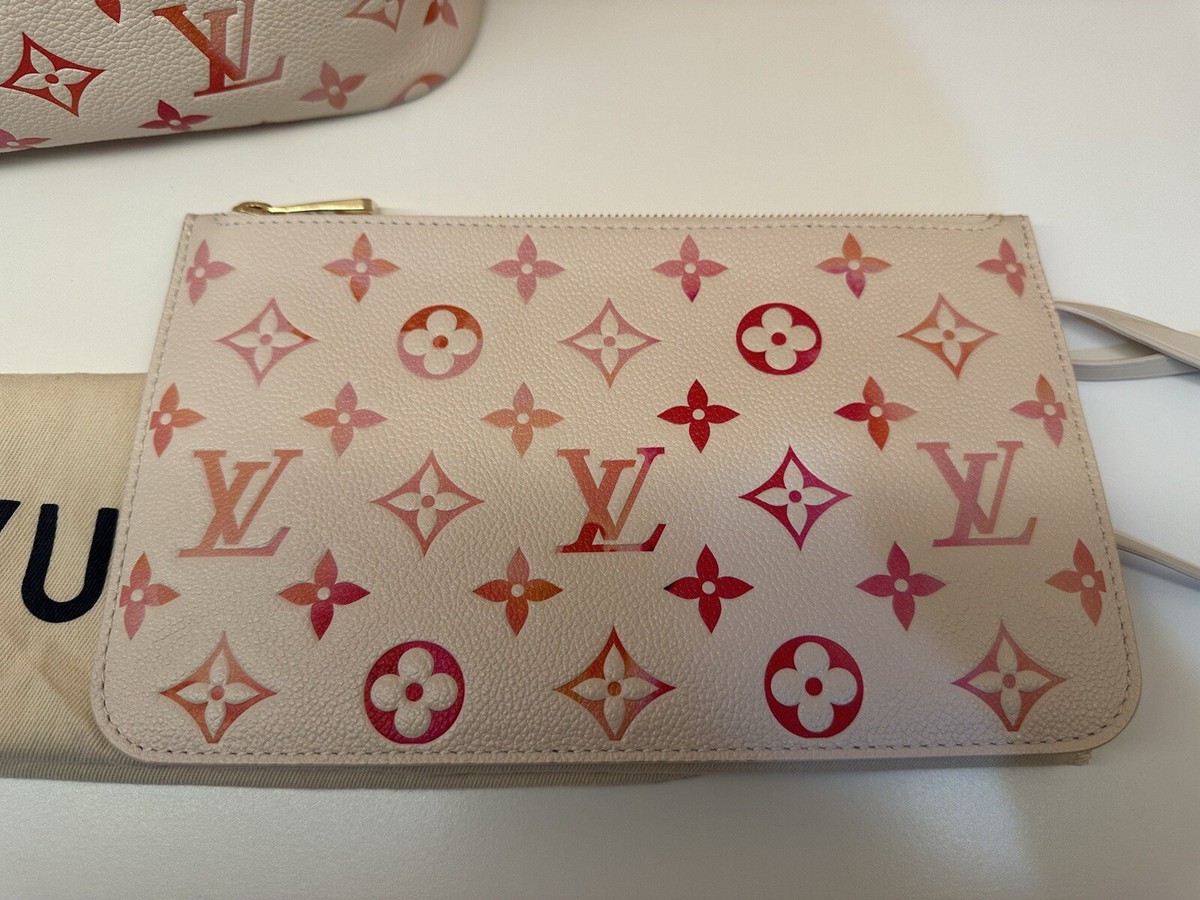NIB Louis Vuitton Neverfull MM Cream/Pink M47080 With Pouch