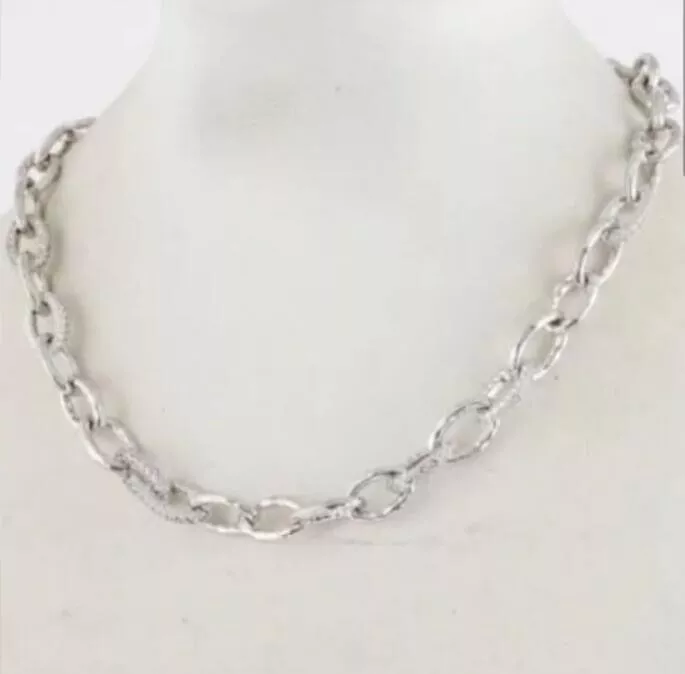 Authentic Stella Dot Silver Christina Pave Link Necklace New
