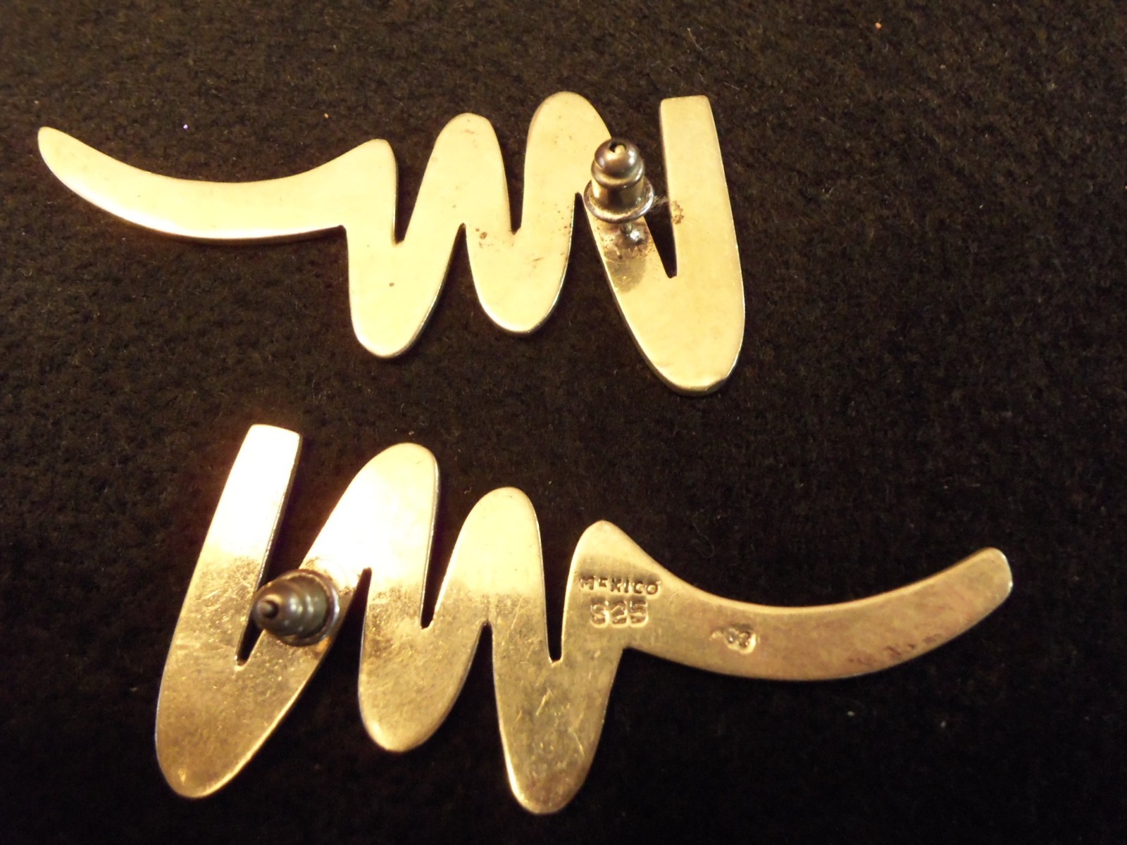 LARGE 2.5" SOLID 925 STERLING MODERNIST "SQUIGGLE… - image 5