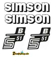 4 teiliger Dekorsatz Simson S51 B  Schwarz We...