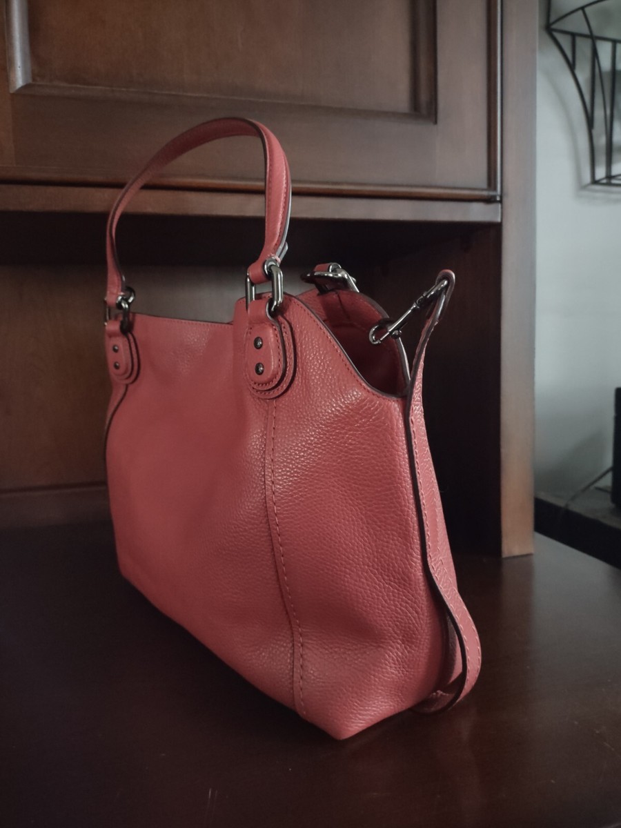 Coach 57124 Edie Shoulder Bag 28 With Strap Salmon Pebbled Coach 57124 Edie Shoulder Bag 28 With Strap Salmon Pebbled