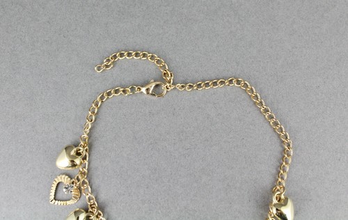 "Dije colgante colgante colgante de tobillo de corazón dorado 7-10.5" - Imagen 3 de 8