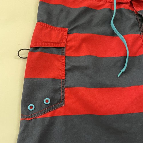 DC Shoe Co costume da bagno uomo tavola corto blu rosso a righe taglia 36 skater Y2K - Foto 3 di 10