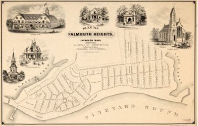 16'' x 24'' 1873 Map Plan of Falmouth Heights, Falmouth Mass