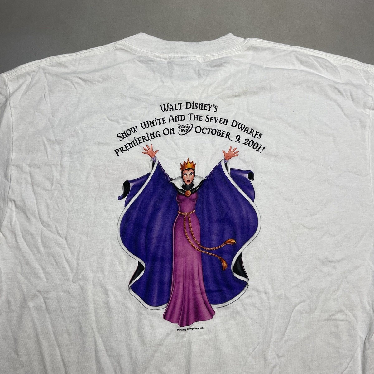 Vintage Disney Snow White Seven Dwarfs DVD Evil Queen Promo Tee 