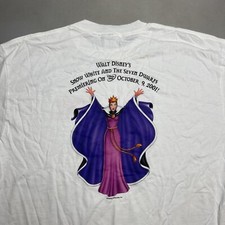 Vintage Disney Snow White Seven Dwarfs DVD Evil Queen Promo Tee Shirt Tower L