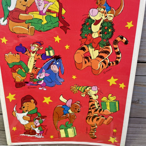 VTG Hallmark Stickers Disney Winnie the Pooh Tigger Christmas Winter 6 Sheets - Picture 3 of 6