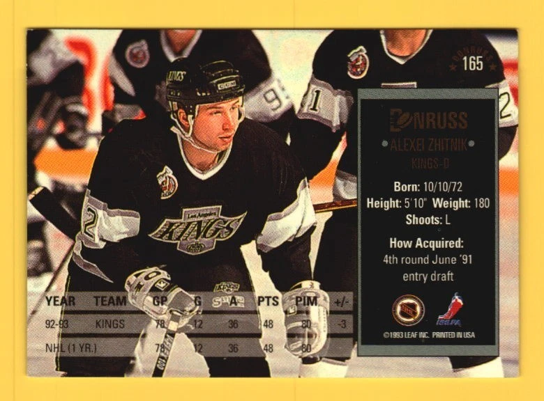 Alexei Zhitnik Hand Signed Auto Autograph 1993-94 Donruss #165 - Image 2 of 2