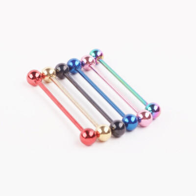 6pcs 14G Steel Multi-color Industrial Bar Scaffold Ear Barbell Nipple Piercing