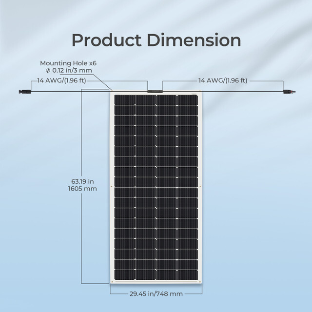 Renogy 200W 12V Flexible Mono Solar Panel RV Rooftop Camping Off-Grid Light Thin