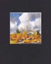 8X10" Matted Print Watercolor Art Picture: Pierre Tougas, Fall On East Coast