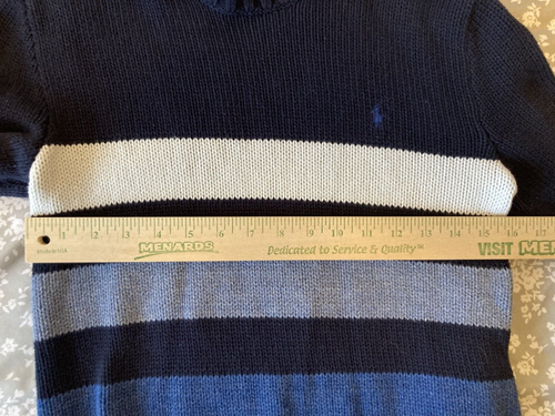 Polo Ralph Lauren Knit Sweater Youth Large (14-16) Blue/White Striped Unisex - Picture 6 of 11