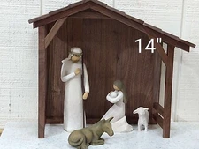 Traditional Walnut Nativity Stable/Barn/Creche/Christmas Manger Scene/Handmade