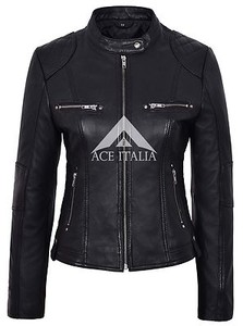 Fashion Style da pelle Retro Black Napa Cool 8322 Giacca donna in Biker 4FUqHpw