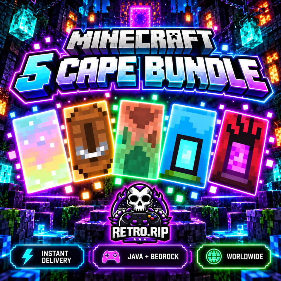 Minecraft Cape Code Bundle (Bedrock, Java) Copper, Aurora, Menace, Builder, Home