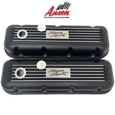 Big Block Chevy Super Sport Script Valve Covers Finned - Black - Ansen Usa