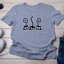 Funny Cat T-Shirt Cute Kitten Graphic Tee Unisex Men Women Casual Top