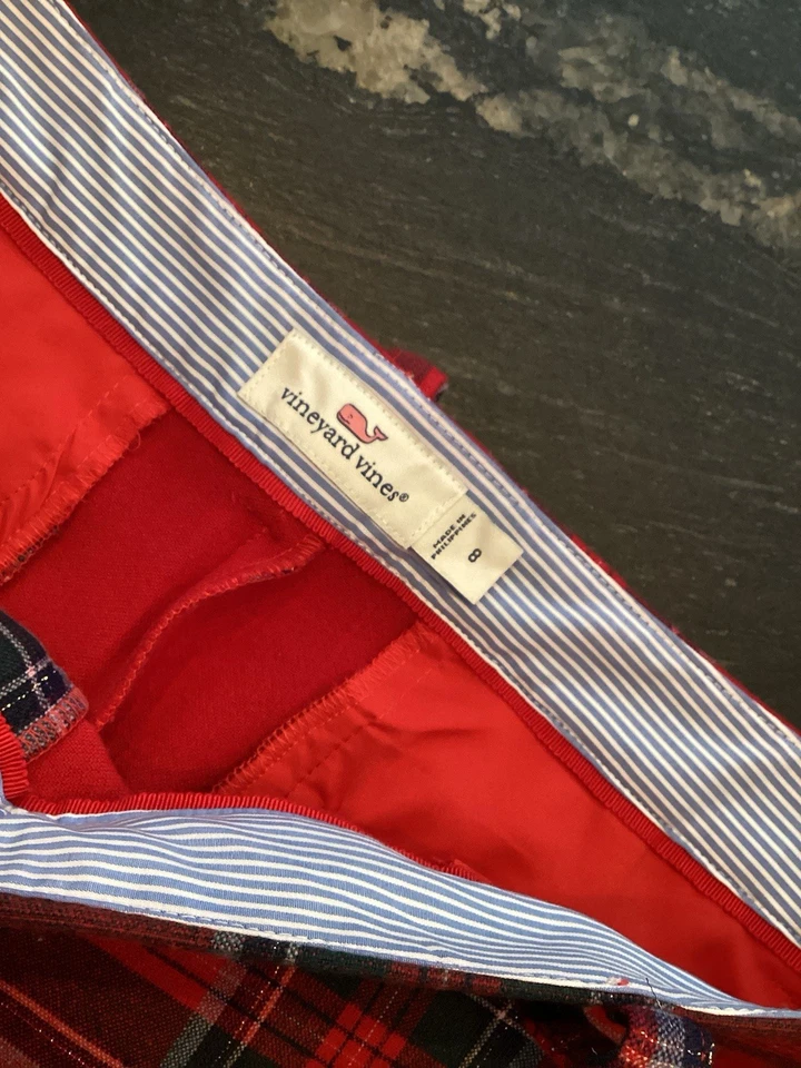 Superbe Et Authentique Pantalon Écossais Rouge Vineyard Vines 40 Tbe - Photo 4/4