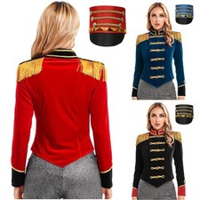 US YiZYiF Women Circus Ringmaster Costume Set Long Sleeve Jacket with Hat Party