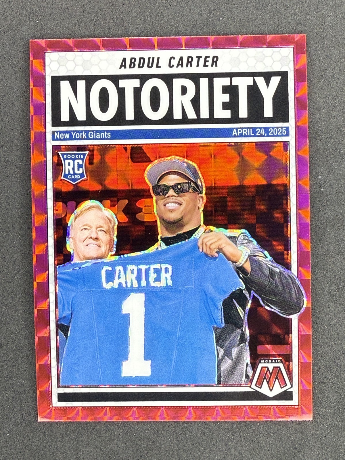 2025 Panini Mosaic Abdul Carter Rookie Notoriety Red Prizm