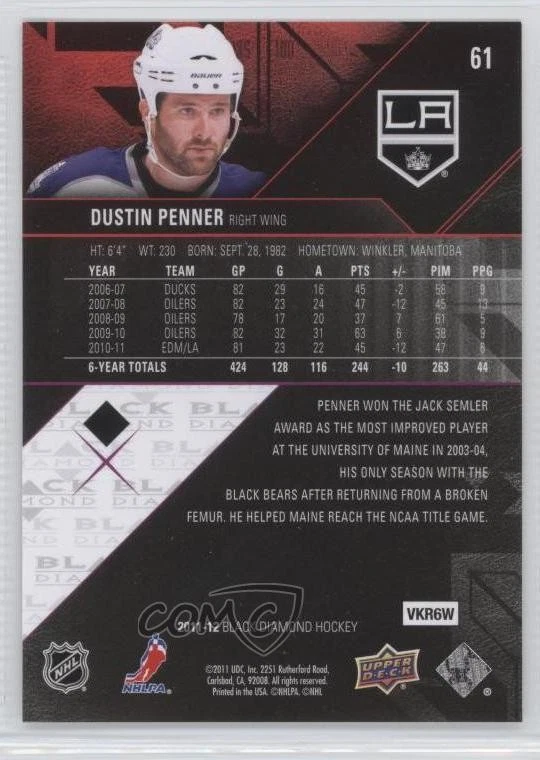 2011-12 Upper Deck Black Diamond Dustin Penner #61 - Image 2 of 2