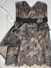 Cocktail Evening Formal Strapless  Dress Sz 4 Black LaceABS Allen Schwartz