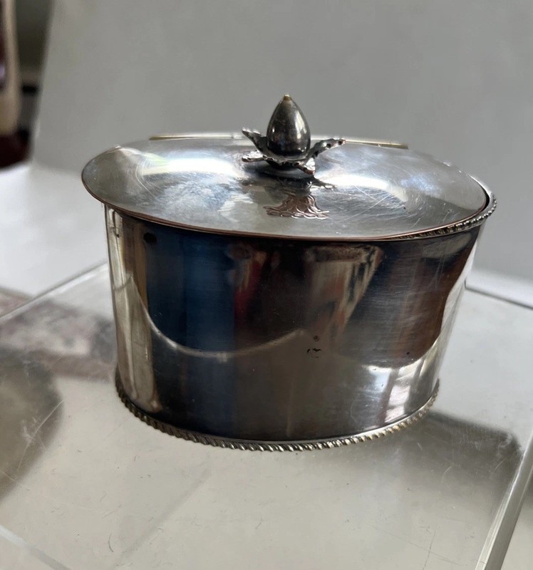 Antique Sheffield Silver Plated Oval Tea Caddy C1800’s Hall Marked & Monogram