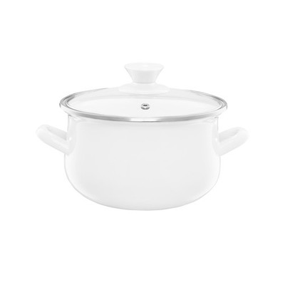 EMALIA OLKUSZ Kochtopf mit Deckel emailliert Pyza 16 cm 2 l creme Induktion