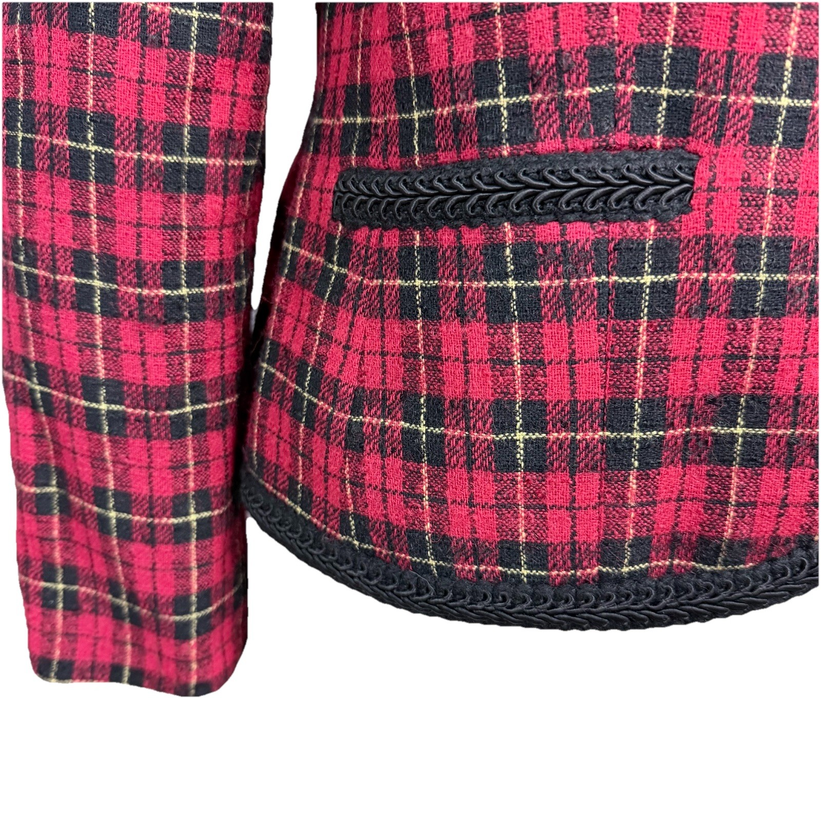 Pendleton Petite Wool Plaid Jacket Red Black Gold… - image 2