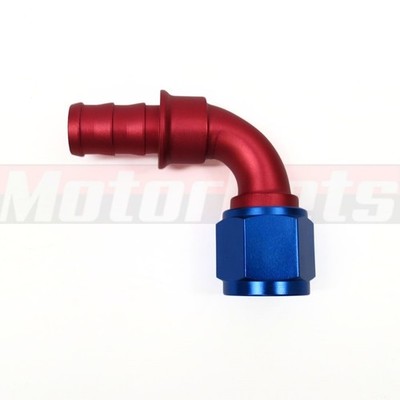 90° Degree Push Lock Hose Fitting End 10AN AN10 Oil Fuel Line Adapter Red Blue 
