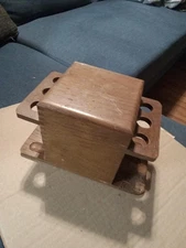 Vintage Wooden Smoking Tobacco 6 Pipe Rack Stand Holder Box 