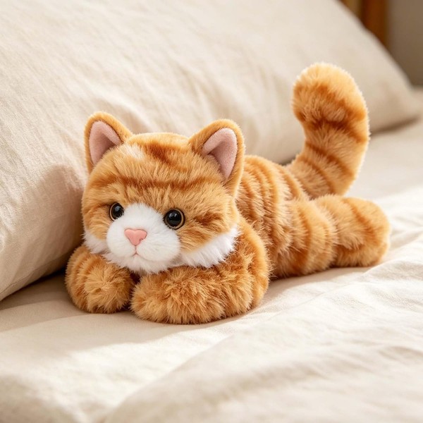 Stofftier Katze 18Cm Orange PlüSch Kuscheltier KäTzchen Zimmerdeko Geschenkidee-image