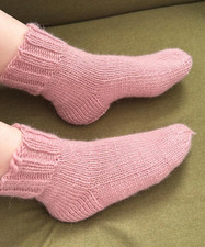 Hand Knit Wool Socks Blush Rose 100 Wool Cozy Warm Winter Gift Sizes S M L