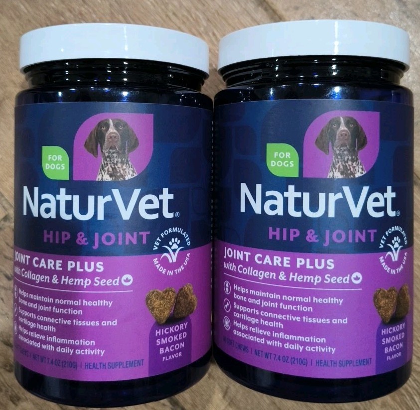 🐕Lot Of 2 Naturvet Joint Care Plus W/Collagen & Hemp Seed