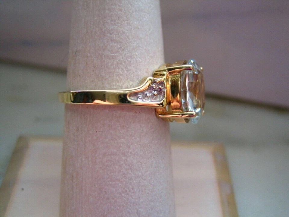 2,58 Karat Natürlicher Aquamarin Und Diamant Edelsteinring 14K Gold F606 - Bild 2 von 4