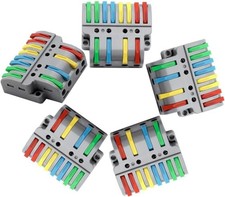 5PCS Compact Lever Wire Nut Connectors Terminals 4 In 8 Out Color: 4 in 8 out